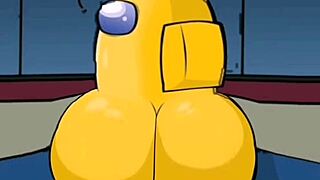 among us impostor bends over two curvy female crewmates for deep doggystyle creampies