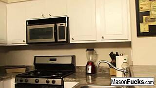 mason's angry kitchen masturbation sprays cum from huge tits