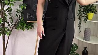 beautiful teacher in lingerie heels teaches sexy bdsm wellness