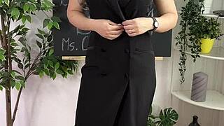 beautiful teacher in lingerie heels teaches sexy bdsm wellness