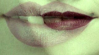 close-up babe lips tease and quiver in fetish play