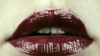 close-up babe lips tease and quiver in fetish play