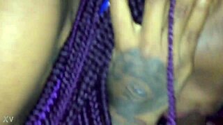 skinny teen slurps big black cock in late night sloppy blowjob