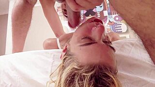 yo this skinny blonde bimbo throats it so messy wild