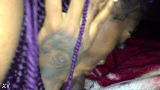 skinny teen slurps big black cock in late night sloppy blowjob