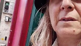 pov public slave slut humiliated with vibrator in city streets while bound and chained