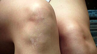 i love watching this plump milf smoke and piss wet pussy on street bench outdoors