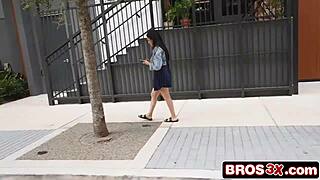 Cash-Strapped Babe Rides Rough BBC After Bus Pickup