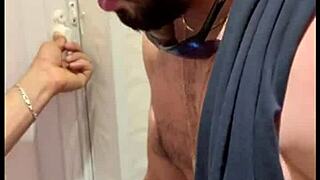 muscular gym bathroom slave gets monster cock domination