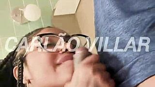 Brazilian Brunette Grips Monster Black Cock For Intense Face Fucking