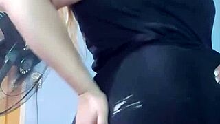 bbw bubble butt strains tight yoga shorts teasing relentlessly!