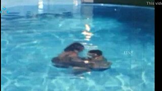 Hot unmarried couple gets steamy by the pool 😘💦 big tits splashing fun