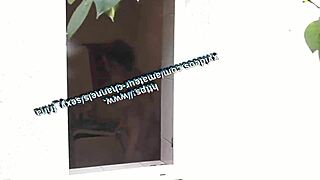 neighbor watches milf wife's intense outdoor naked shower handjob