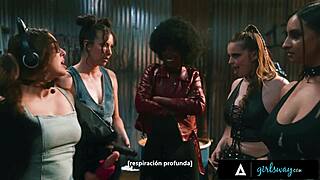 Girlsway's Wild 10-Girl Lesbian Orgy with Rough Fisting Strap-On and Squirting