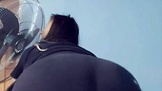 bbw bubble butt strains tight yoga shorts teasing relentlessly!