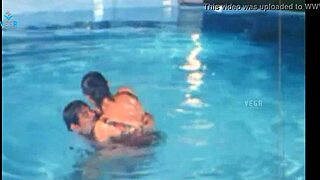 Hot unmarried couple gets steamy by the pool 😘💦 big tits splashing fun