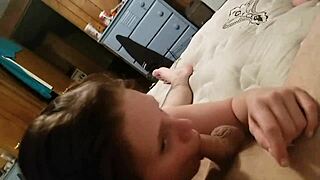 my wife gives homemade throat therapy to friend's small cock