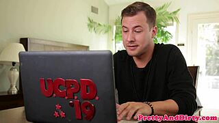 Busty amateur babe squirts riding boyfriend's cock after sloppy blowjob and pounding