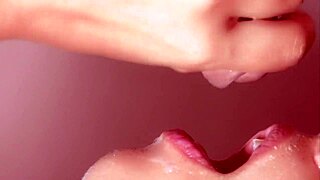 Beautiful babe delivers close-up blowjob and hot facial