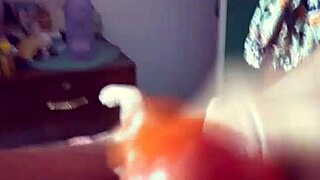 desi transsexual strokes cock till she cums hard