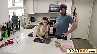 skinny petite 18+ teen boldly sucks deepthroats and fucks hard post kitchen blooper