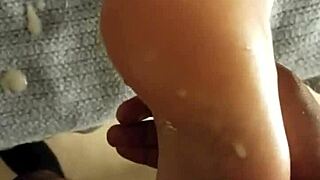 dirty feet aftermath drips with thick cum remnants