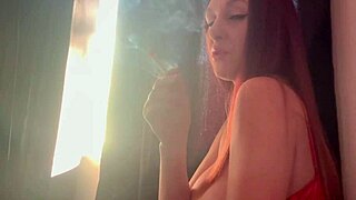 artemisia smokes cigarette solo showing her figure