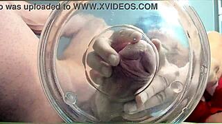 Slowmo cumshot sprays in water