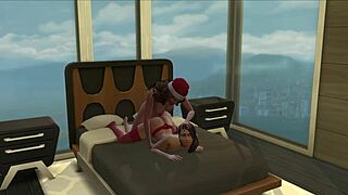 christmas morning shemale lesbian fuck fest starts early