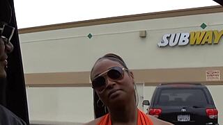 i pick up ebony hooker outdoors and pay for her massive black cock action