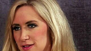 Frisky babe sucks cum for massive facial bukkake load