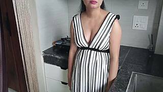 sexy indian babe bends over for hardcore pounding in kitchen