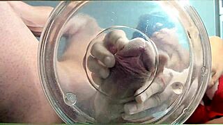 Slowmo cumshot sprays in water