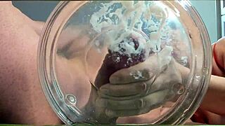 Slowmo cumshot sprays in water