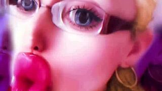 Huge pink lips bimbo doll crossdressing transformation fetish