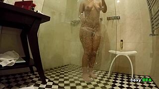 bold wet goddess shakes ass in pov shower seduction ride