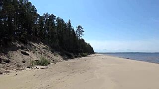 big leather ass struts beach heels teasing massive curves everywhere 😈