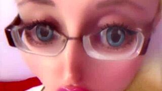 Huge pink lips bimbo doll crossdressing transformation fetish