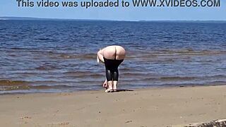 big leather ass struts beach heels teasing massive curves everywhere 😈