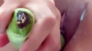 colombian amateur shoves banana deep in vagina till orgasm squirt