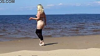 big leather ass struts beach heels teasing massive curves everywhere 😈