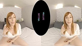 fiery redhead milf grabs her vibrator and shows off those big shaved tits up close