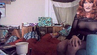 Sexy Redhead Tranny Ms Head Swallows Massive Vibrating Dildo Deep