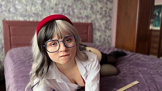 naughty college girl in stockings teases with asmr whispers