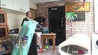 Black Stud Drills Cute Shaved Pussy Girl In School Uniform