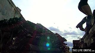 Hey, wanna see this beauty fingering her wet pussy in abandoned railroad car?