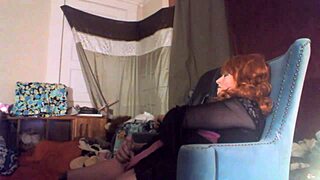 Sexy Redhead Tranny Ms Head Swallows Massive Vibrating Dildo Deep