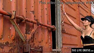 Hey, wanna see this beauty fingering her wet pussy in abandoned railroad car?