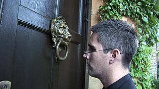 Jodi James Opens Mouth For Michelle's Handjob Cumshot On Stud's Cock