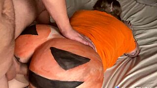 Busty blonde olivia bay rides monster cock in big ass halloween scene